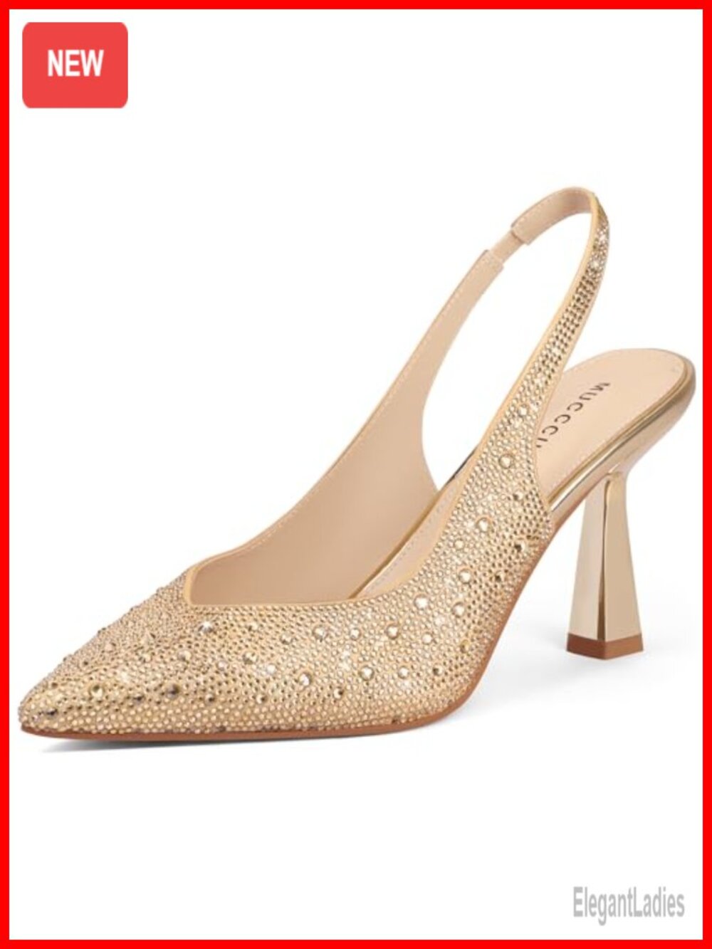 Kitten Heels Rhinestones Slingback Pointe Toe Pumps for Women